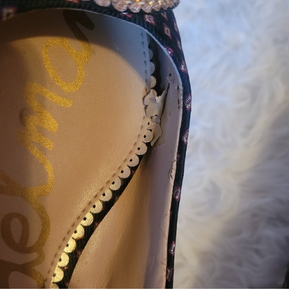 Sam Edelman Rafaella Beaded Leather Black and Gold Embellished Flats - Picture 6 of 12